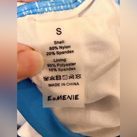 Medium Blue One-Piece Swimsuit With Light Blue Trim by Eomenie Sz Small NWT - Picture 10 of 10